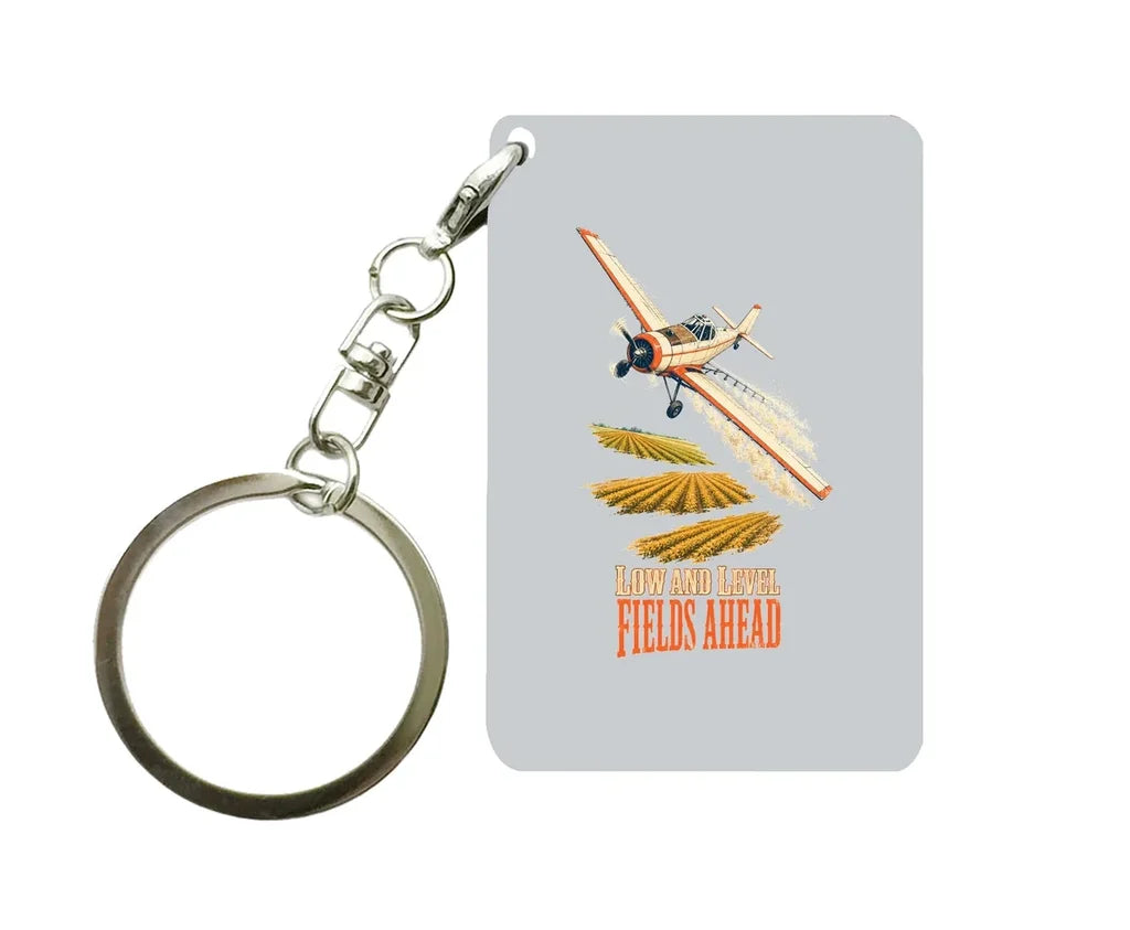 SIGNAL 587 - Low And Level Fields Ahead - Key Chain design on light gray key chain