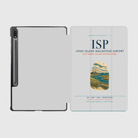 Thumbnail for Long Island MacArthur Airport (ISP) design on light gray samsung tablet tablet case