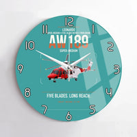 Thumbnail for Leonardo AW189 design on turquoise no frame wall clock