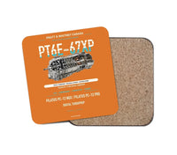 Thumbnail for PT6E-67XP design on orange 1 piece coaster