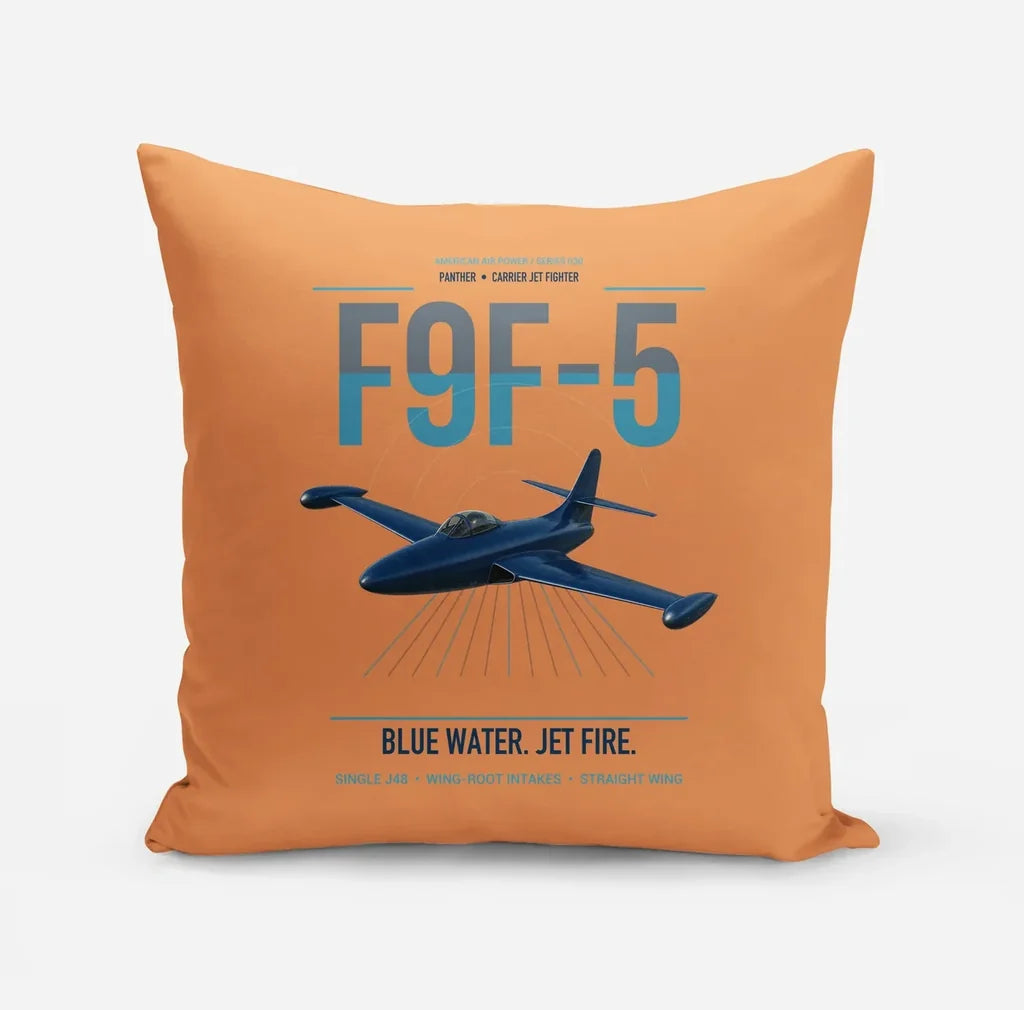 F9F-5 Panther design on orange pillow