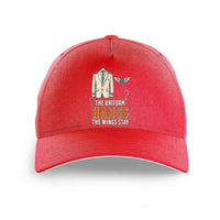 Thumbnail for The Uniform Hangs The Wings Stay design on red printed hat