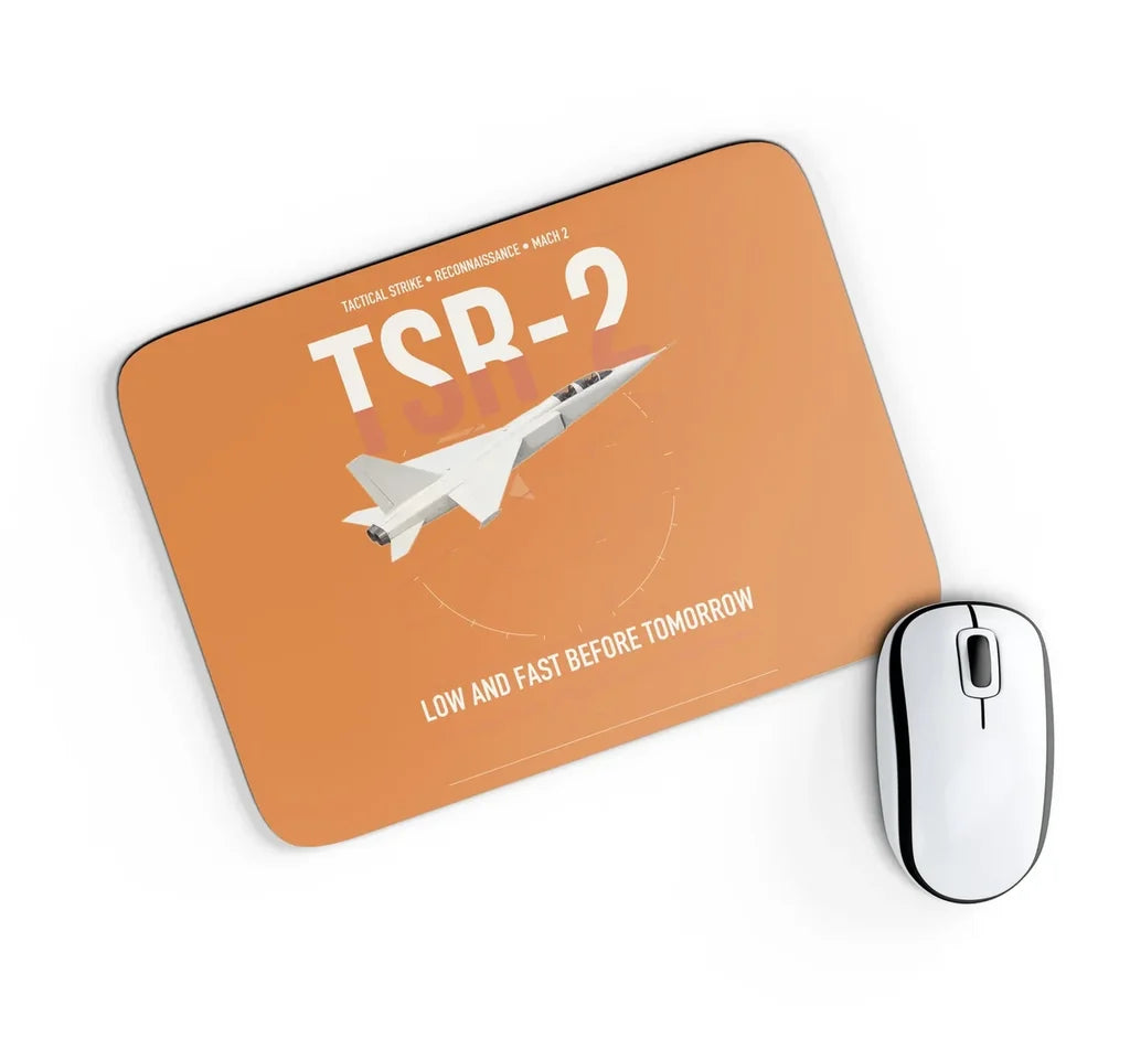 BAC TSR-2 design on orange rectangle mouse pad