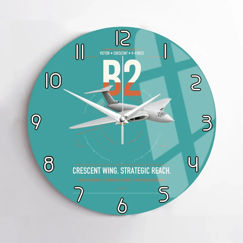 Handley Page Victor B2 design on turquoise no frame wall clock