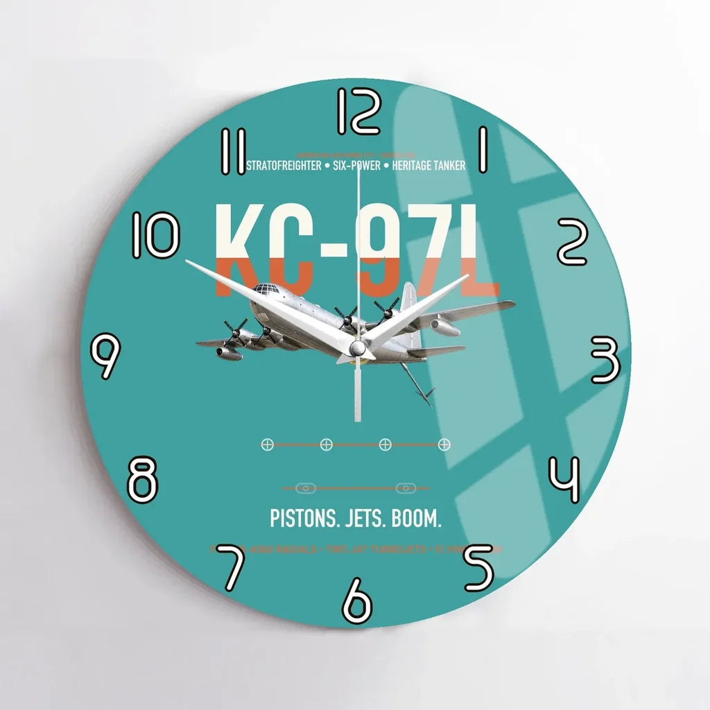 KC-97L STRATOFREIGHTER design on turquoise no frame wall clock