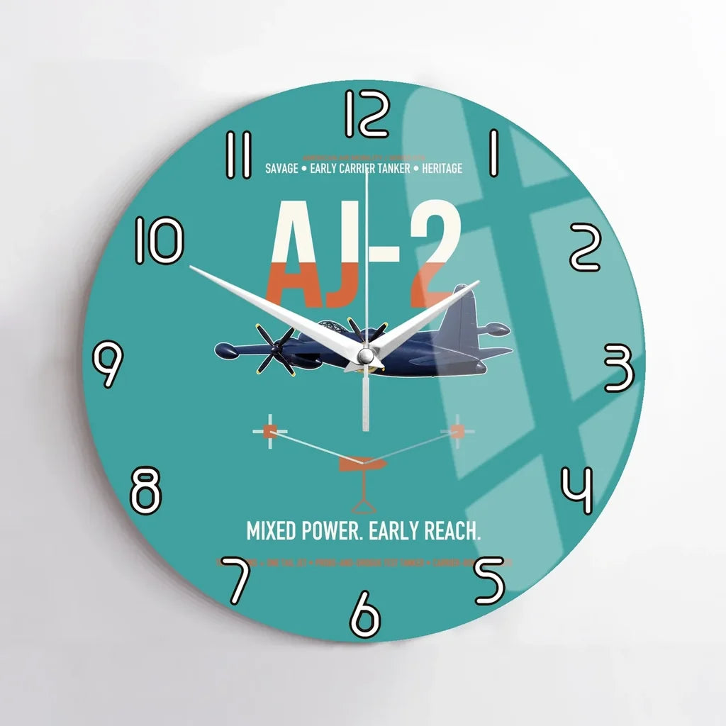 AJ-2 Savage Tanker design on turquoise no frame wall clock