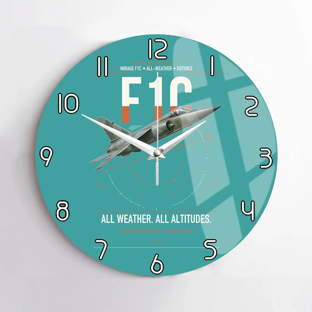 Dassault Mirage F1C design on turquoise no frame wall clock