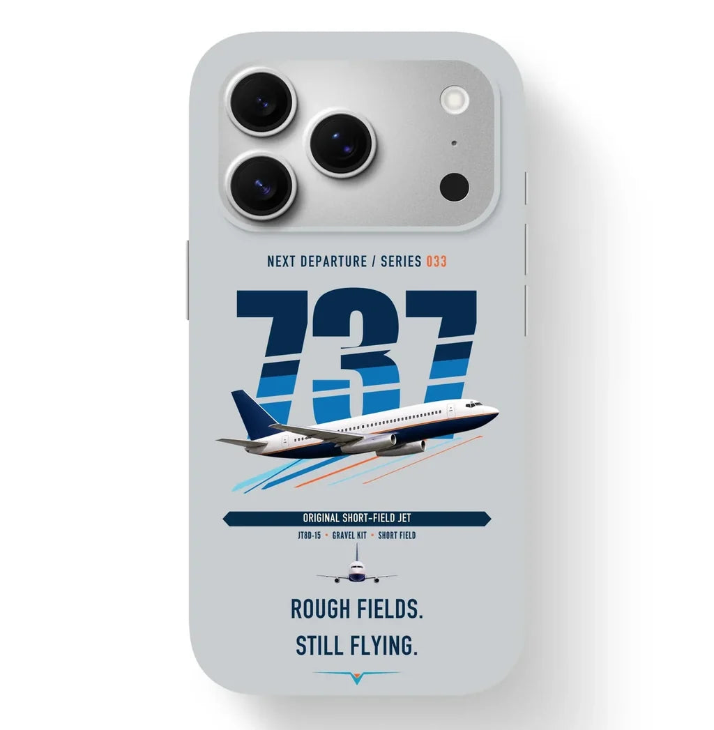 Boeing 737-200 design on light gray magsafe iphone case