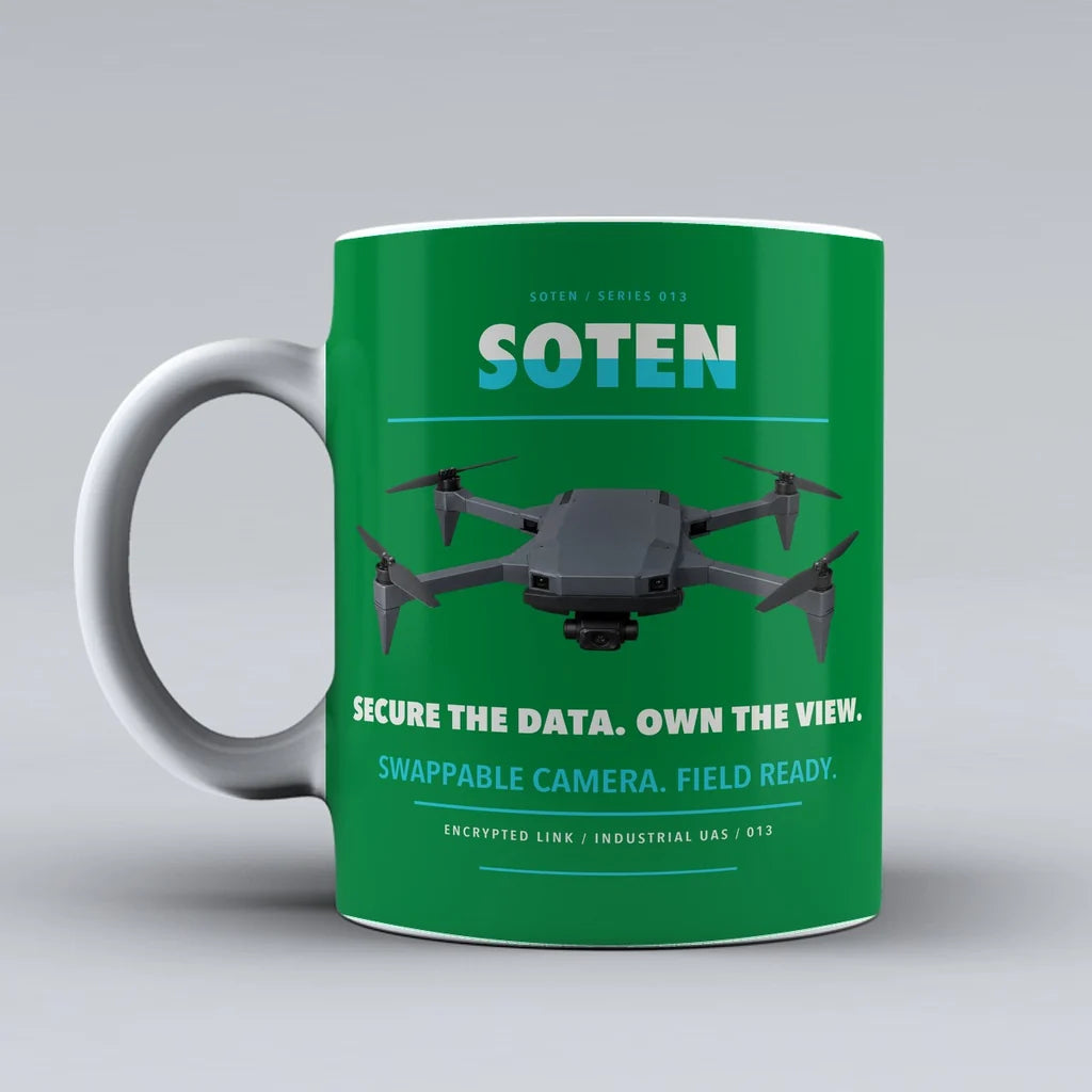 SOTEN Mug design on green acsl