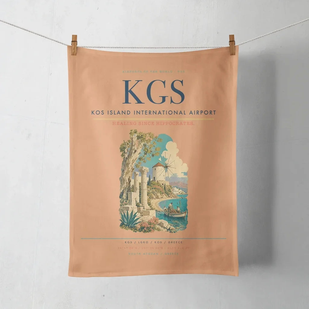 Kos Island International Airport (KGS) design on orange towel