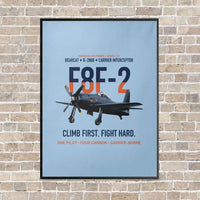 Thumbnail for F8F-2 Bearcat Climb First Fight Hard vertical canvas print - framed - light blue background