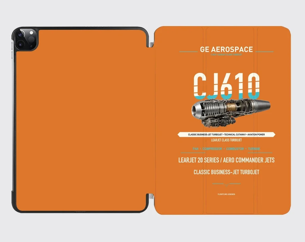 CJ610 design on orange ipad tablet case