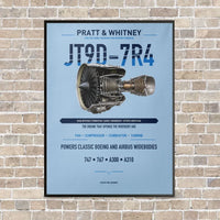 Thumbnail for JT9D-7R4 vertical canvas print - framed - light blue background