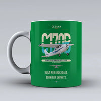 Thumbnail for Cessna 170B design on green ceramic mug, double-side print