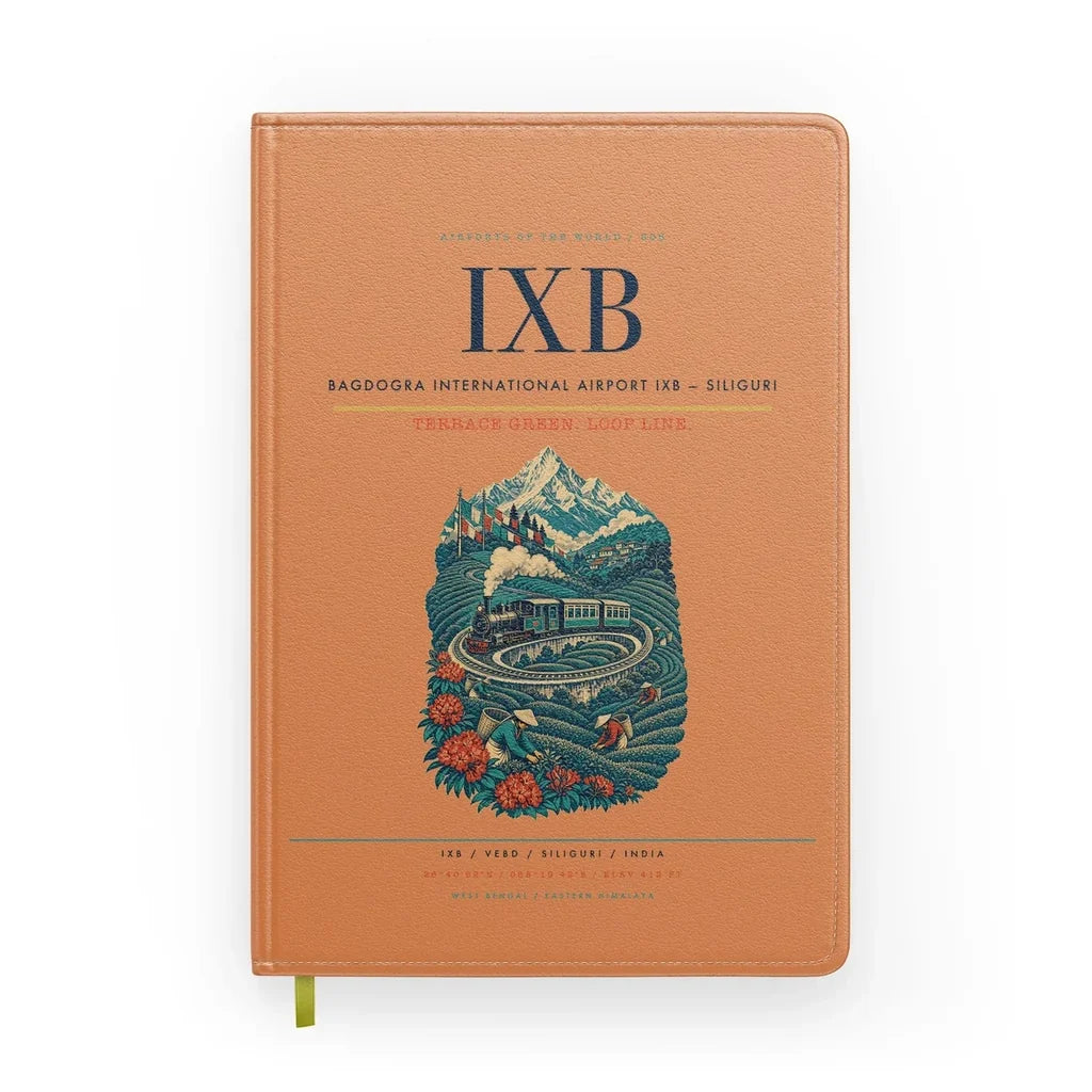 Bagdogra International Airport (IXB) design on orange notebook