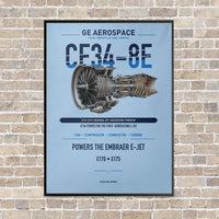 Thumbnail for CF34-8E vertical canvas print - framed - light blue background