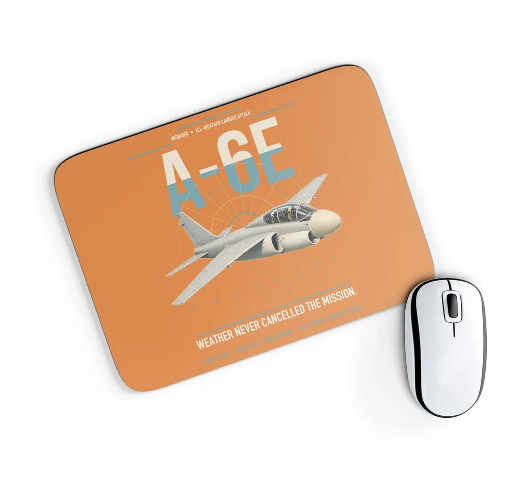 A-6E Intruder design on orange rectangle mouse pad
