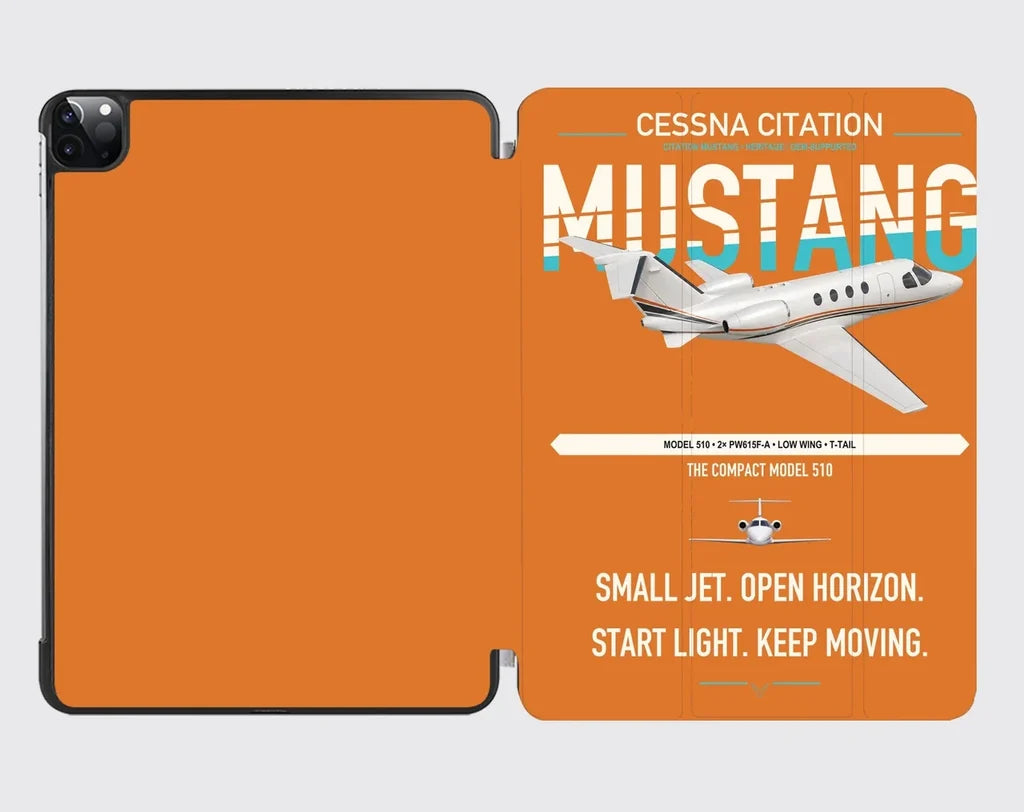 Cessna Citation Mustang design on orange ipad tablet case