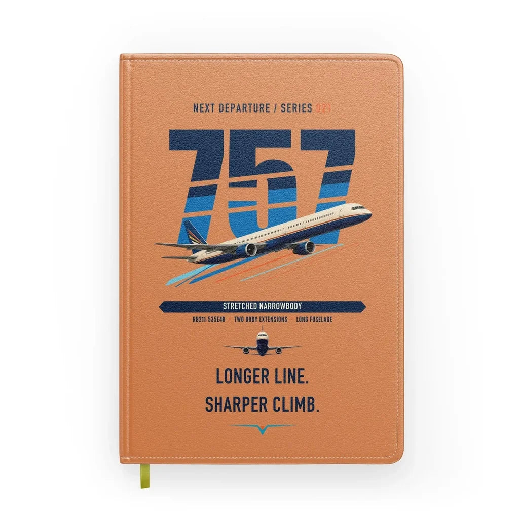 Boeing 757-300 design on orange notebook