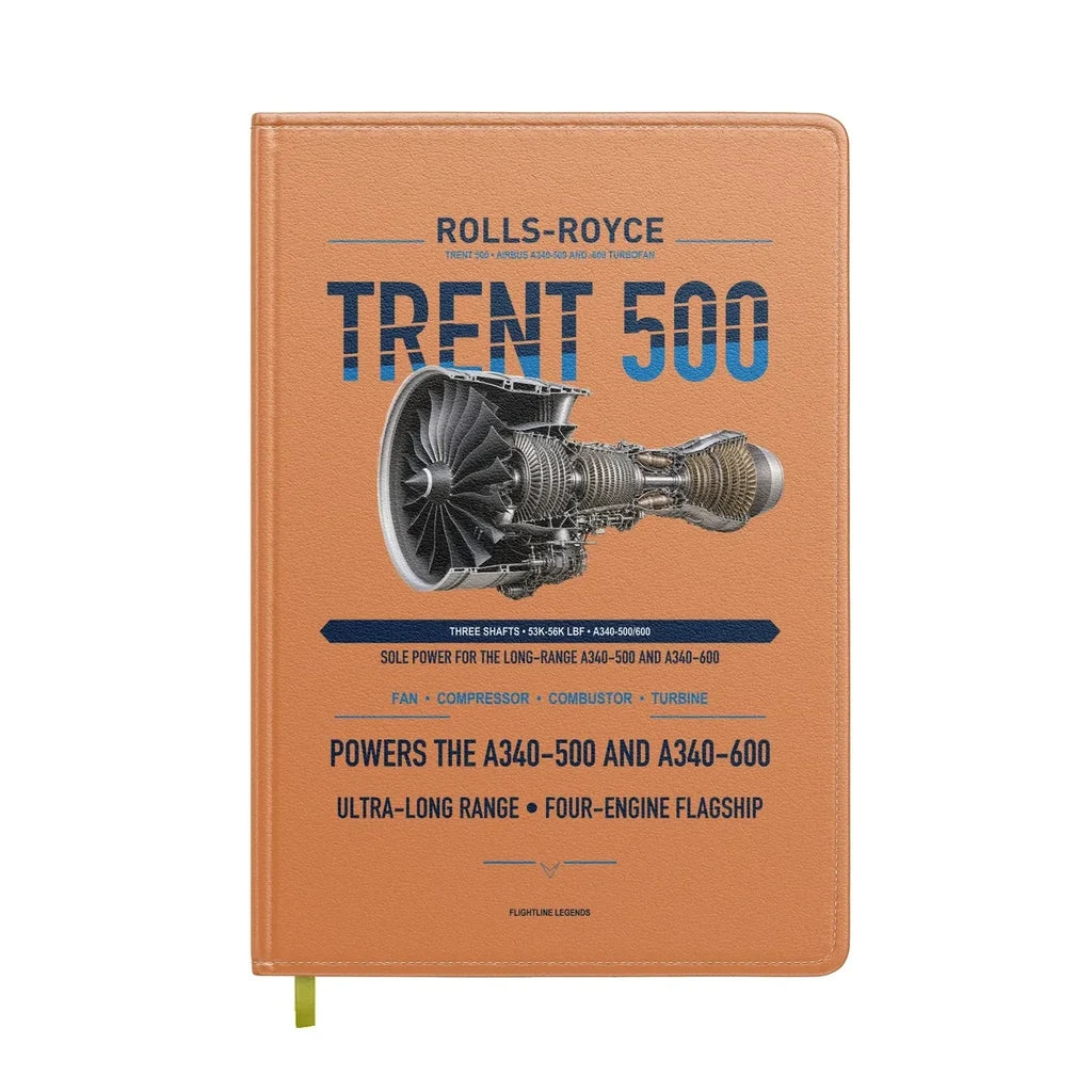 TRENT 500 design on orange notebook