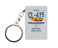 Thumbnail for Canadair CL-415 design on light gray designed key chain, double-side print