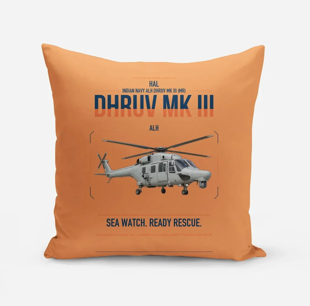 HAL ALH Dhruv Mk III design on orange pillow