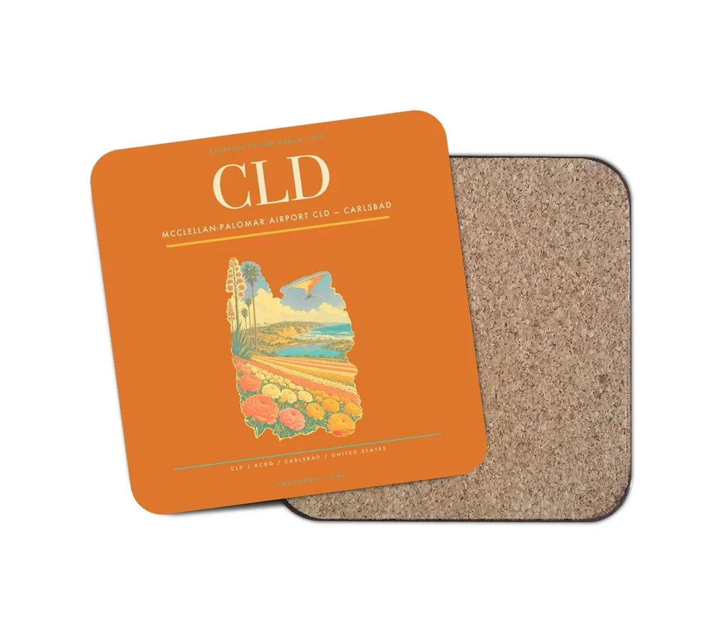 McClellan-Palomar Airport (CLD) design on orange 1 piece coaster