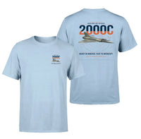 Thumbnail for Dassault Mirage 2000C RDI design on light blue t-shirt, double-side print