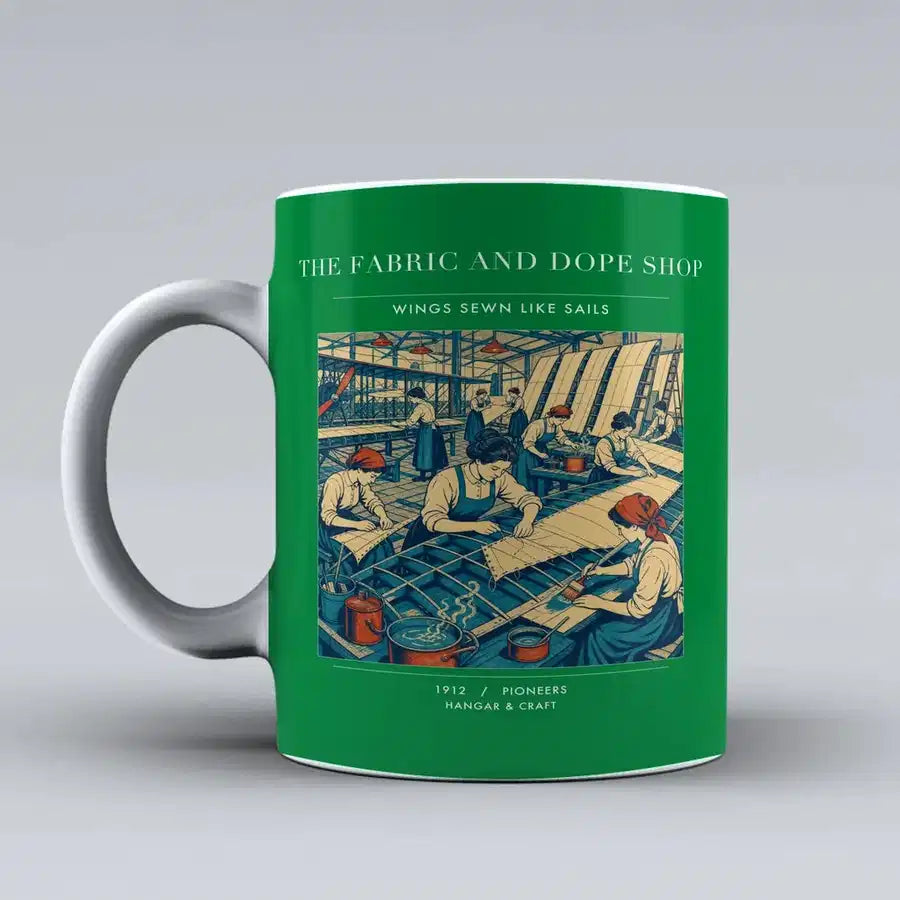 VINTAGE G4168 - The Fabric And Dope Shop - Ceramic Mug design on green