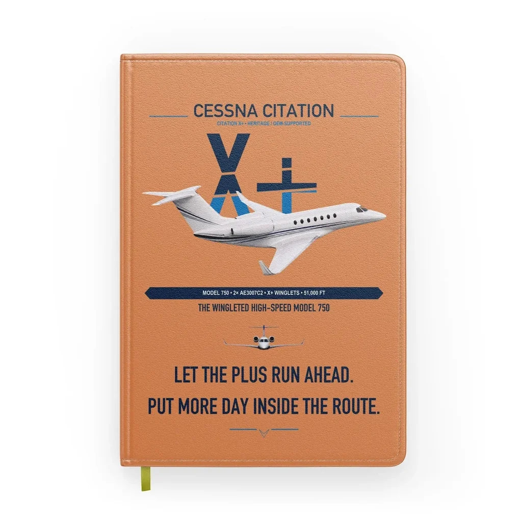 Cessna Citation X+ design on orange notebook