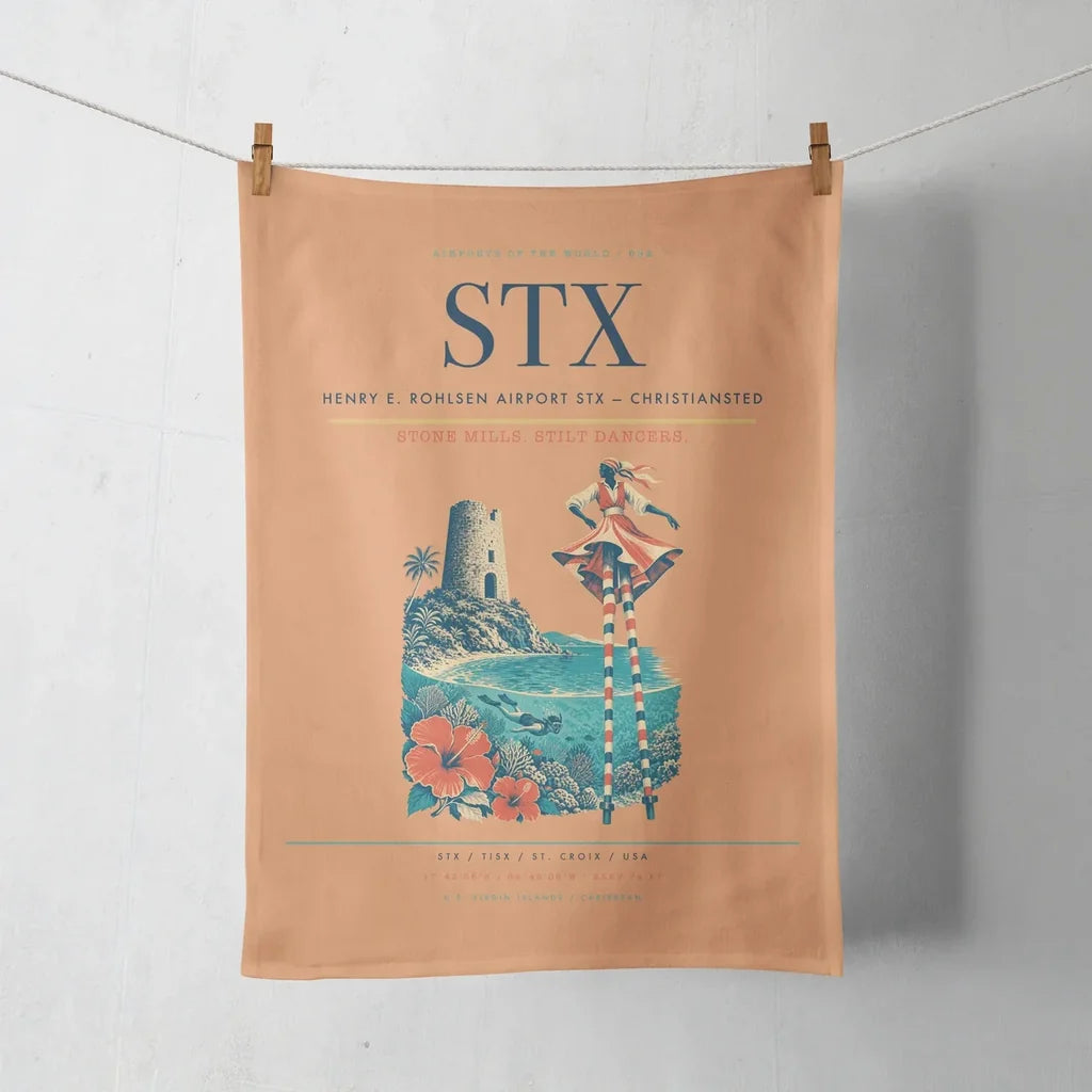 Henry E. Rohlsen Airport (STX) design on orange towel