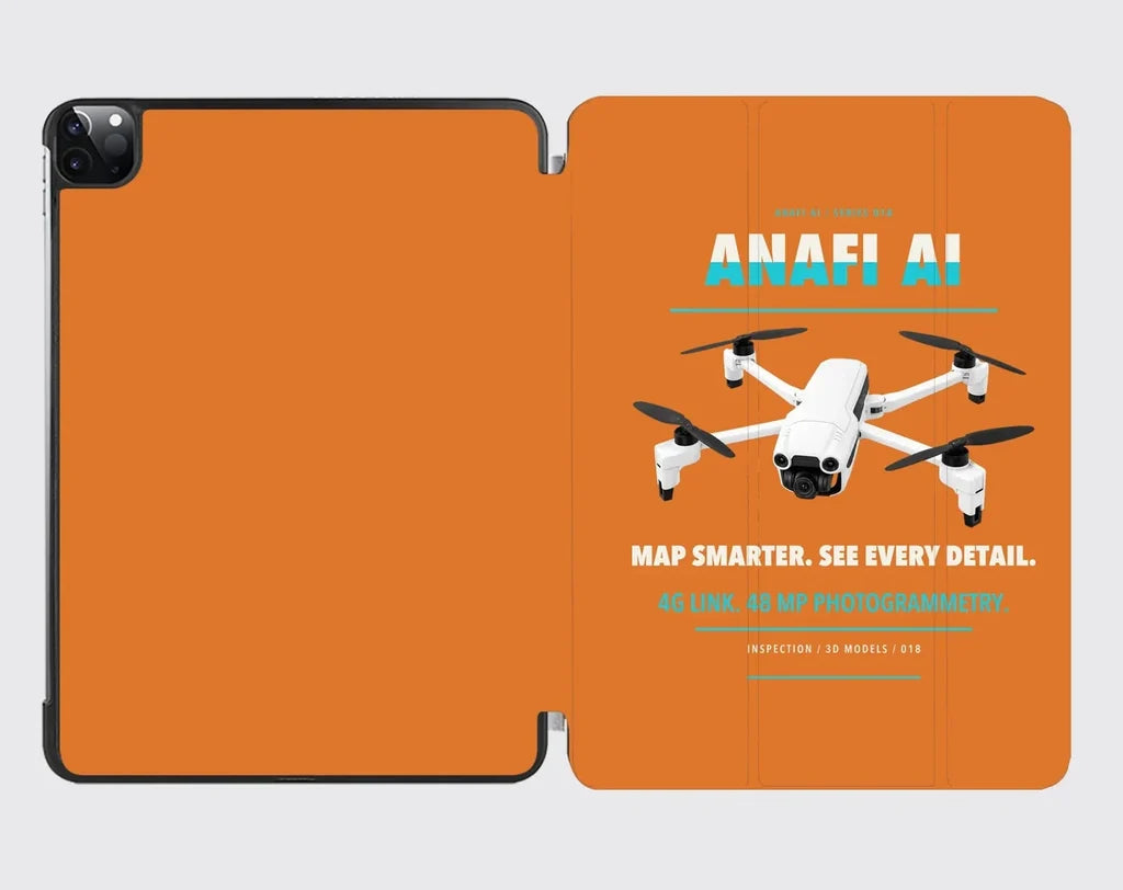 Parrot ANAFI Ai design on orange ipad tablet case