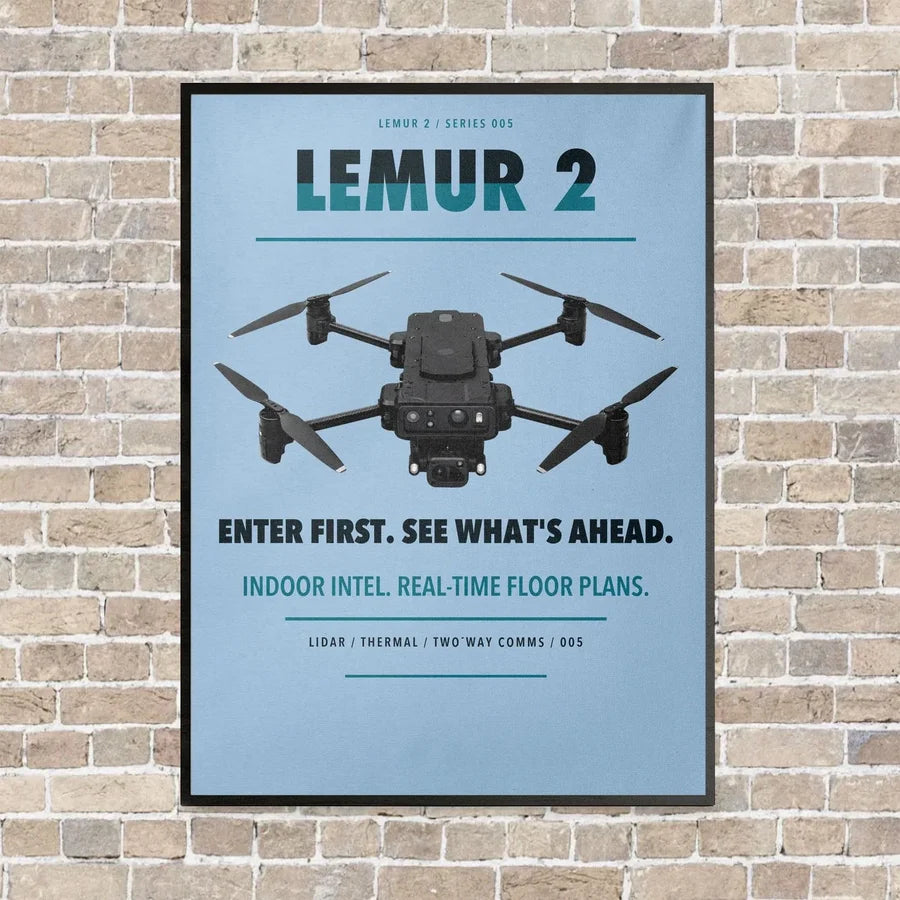 BRINC LEMUR 2 vertical canvas print - framed - light blue background