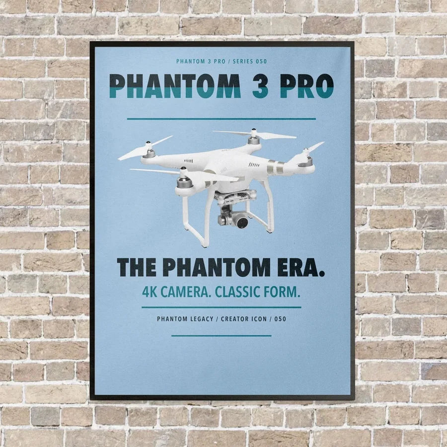 DJI Phantom 3 Professional vertical canvas print - framed - light blue background