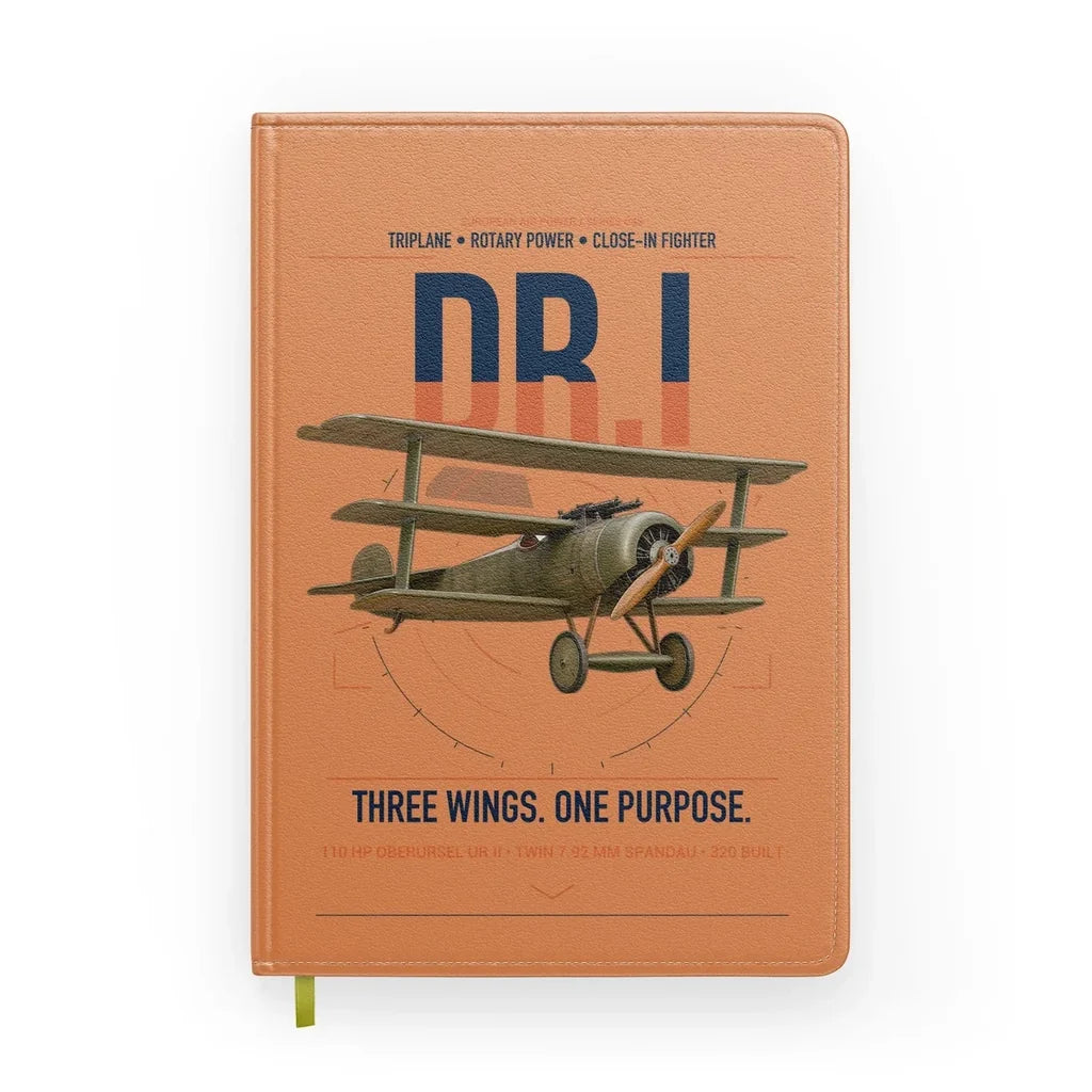 Fokker Dr.I design on orange notebook