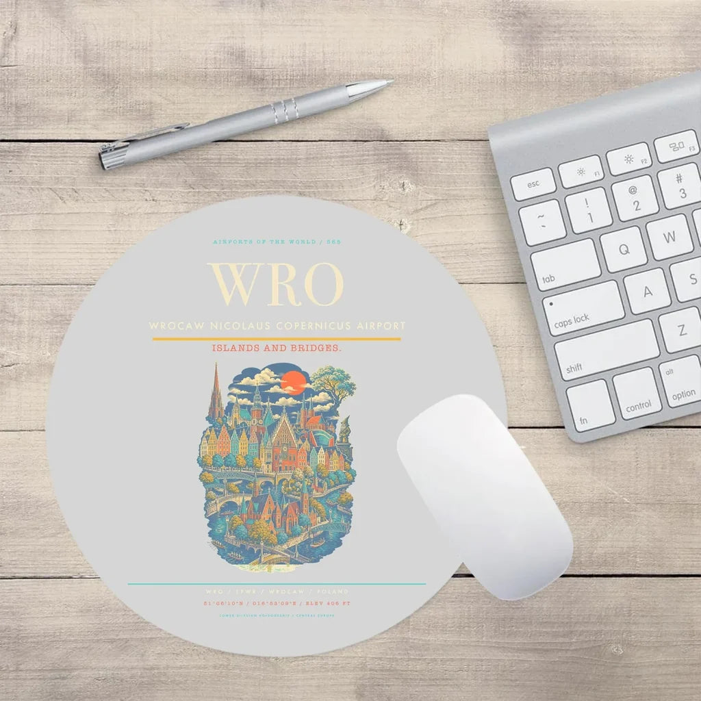 Wrocaw Nicolaus Copernicus Airport WRO Mouse-Pad Round - Light Gray