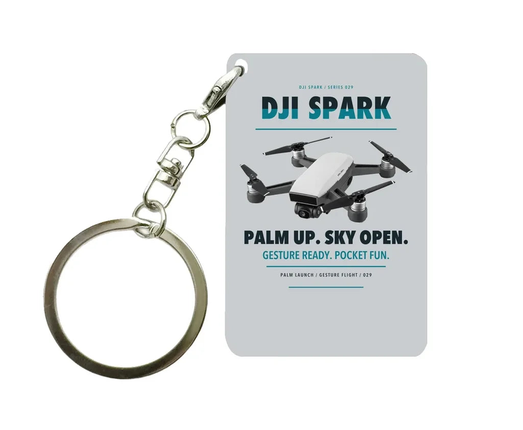 DJI Spark Key Chain design on light gray key chain