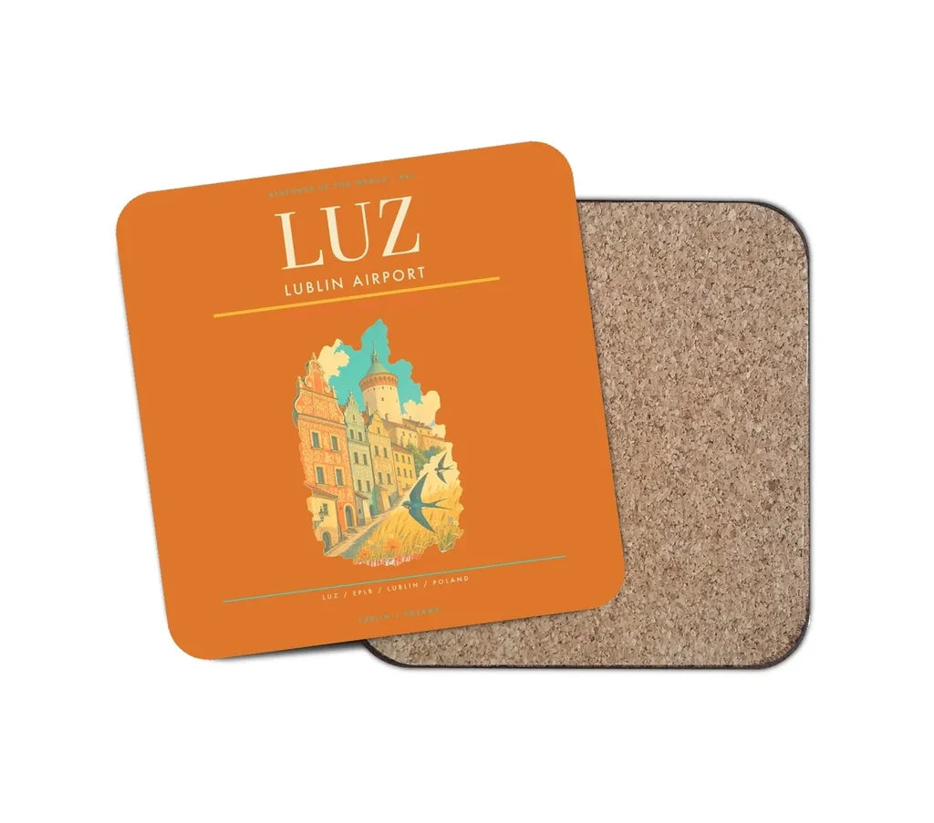Lublin Airport (LUZ) design on orange 1 piece coaster