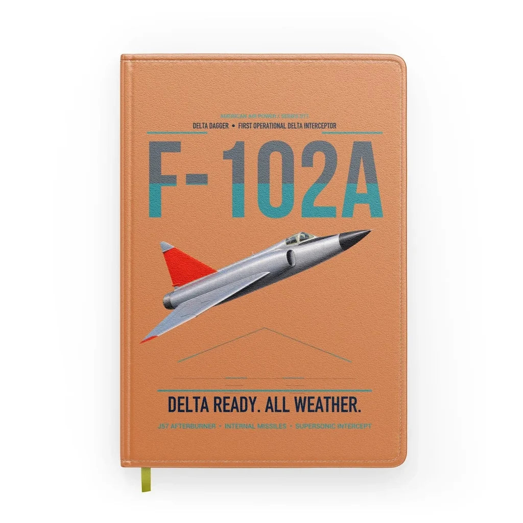 F-102A Delta Dagger design on orange notebook