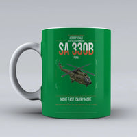 Thumbnail for Aérospatiale SA 330B Puma design on green ceramic mug, double-side print