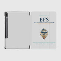 Thumbnail for Belfast International Airport (BFS) design on light gray samsung tablet tablet case