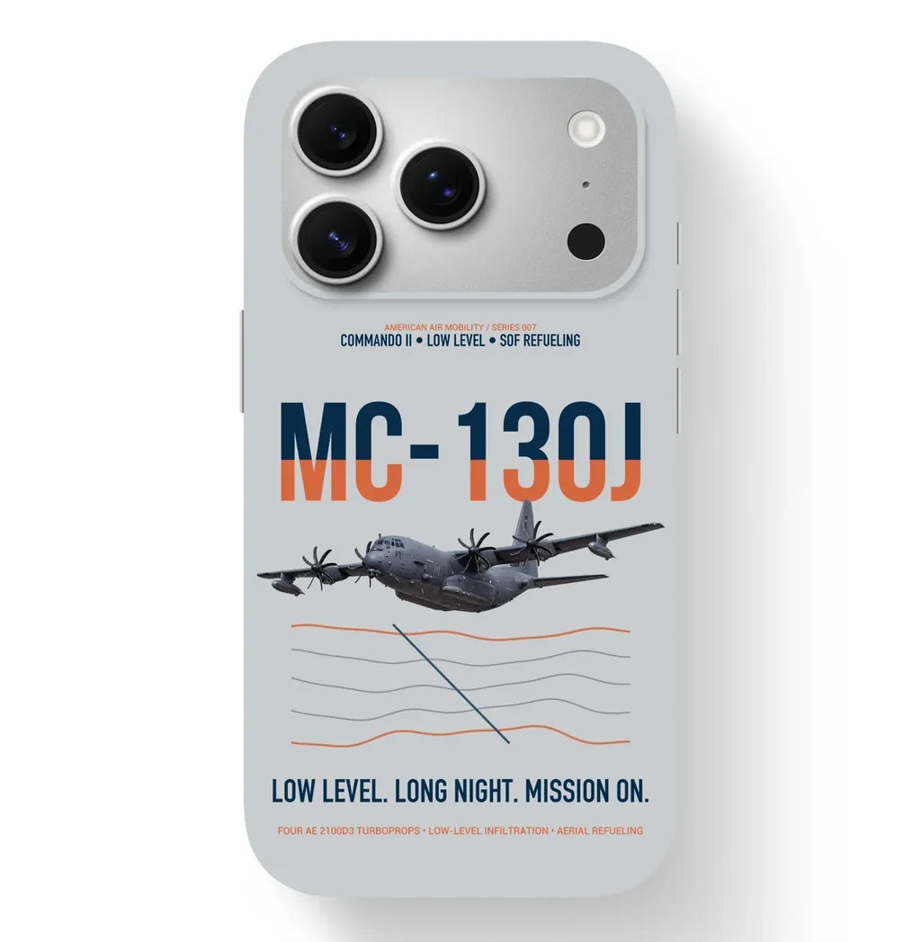 MC-130J COMMANDO II design on light gray magsafe iphone case, for iPhone 17 Pro