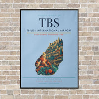 Thumbnail for Tbilisi International Airport TBS vertical canvas print - framed - light blue background