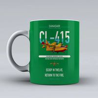 Thumbnail for Canadair CL-415 design on green ceramic mug, double-side print