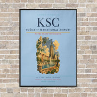 Thumbnail for Košice International Airport KSC vertical canvas print - framed - light blue background