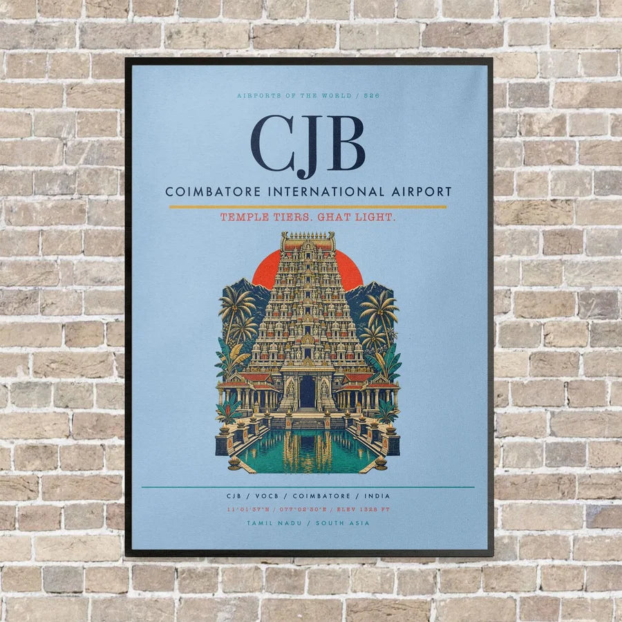 Coimbatore International Airport CJB - Canvas Framed - Light Blue
