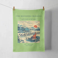 Thumbnail for VINTAGE G4350 - The Reindeer Crossing - Designed Towels design on lightgreen