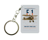 Thumbnail for Sopwith Camel F.1 design on light gray designed key chain, double-side print