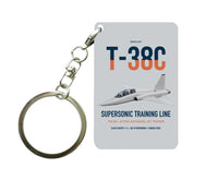 Thumbnail for T-38C Talon design on light gray designed key chain, double-side print
