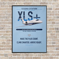 Thumbnail for Cessna Citation XLSPlus vertical canvas print - framed - light blue background